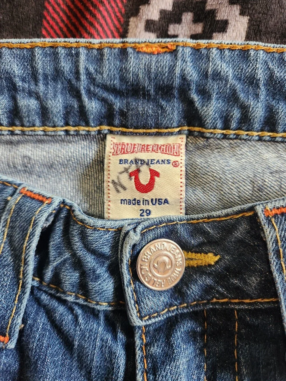 True Religion Joey Low Rise Flare Jeans Signature Stitch Size 29 Y2K USA - Picture 5 of 12